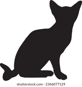 sitting cat silhouette on white background 