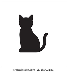 Vista lateral de la silueta del gato sentado, Ilustración vectorial animal simple del animal doméstico