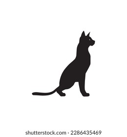 A sitting cat silhouette vector art.