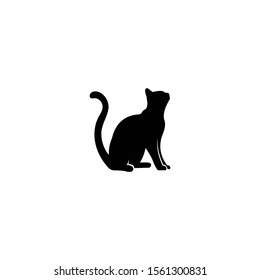 Sitting Cat Sillouette Logo Icon Vector.