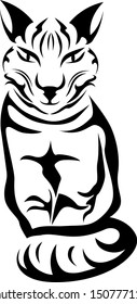 Sitting cat stencil for tattoo