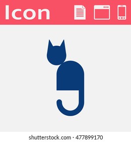 Sitting cat symbol flat vector icon 