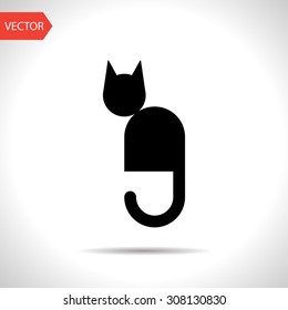 Sitting cat symbol icon