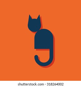 Sitting cat symbol icon