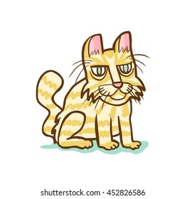 Sitting cat with tail going upwards