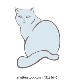 sitting cat, vector