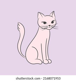 Sitting cat vector art, cute illustration for children