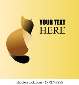 Sitting cat vector logo with text