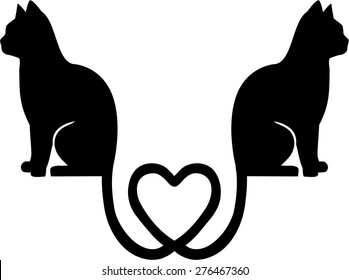 Sitting Cats with heart