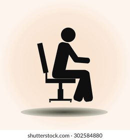 Sitting In A Chair Person Icon, Vector Illustration. Flat Design Style.