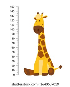 Sitting Cheerful funny giraffe with long neck