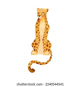 Sitting Cheetah as African Large Cat with Long Tail and Black Spots on Coat Vector Illustration