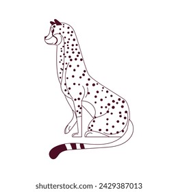 Sitting Cheetah Predator Animal Outline Illustration