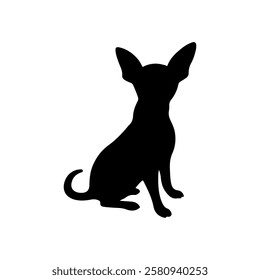 Sitting chihuahua dog silhouette vector flat illustration design on white background.