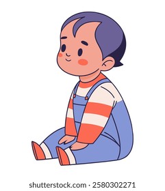 Sitting child cartoon illustration isolated vector