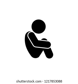 sitting, child, sad icon. Element of child icon for mobile concept and web apps. Glyph sitting, child, sad icon can be used for web and mobile