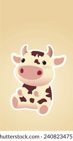 sitting cow display illustration wallpaper background