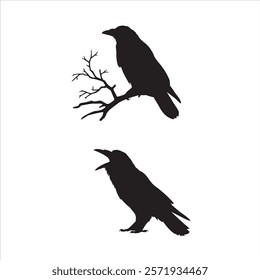 A sitting crow silhouette ads and brands