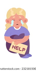 Ilustración del vector Sitting Crying Girl