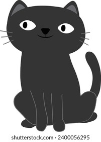 Sitting cute cat character vector illustration