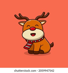 sitting cute little deer vector illustration design