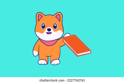 Sitting cute panda with books