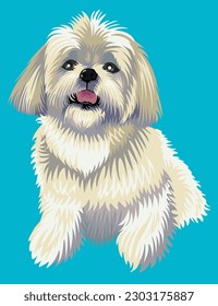 A sitting cute Shih Tzu in vector. Puppy or dog character design for book, background, and illustration. svg