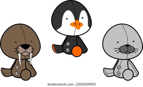 sitting cute toy animals pack collection in vector format