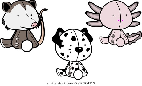 sitting cute toy animals pack collection in vector format