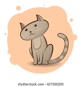 Sitting cute vector cat.