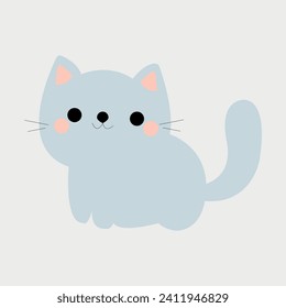 Sitting cute vector cats. White cat, pink cat, blue cat