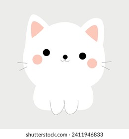 Sitting cute vector cats. White cat, pink cat, blue cat