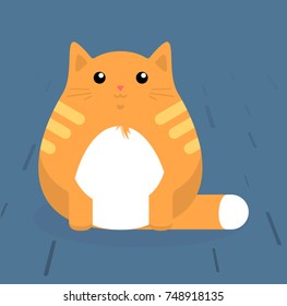 Sitting cute vector cats. White cat, Black cat, Orange cat. Brown cat.