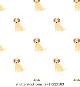 Sitting Dachshund Flat Design Seamless Pattern Vector Illustration, Modern Dog Repeat Pattern