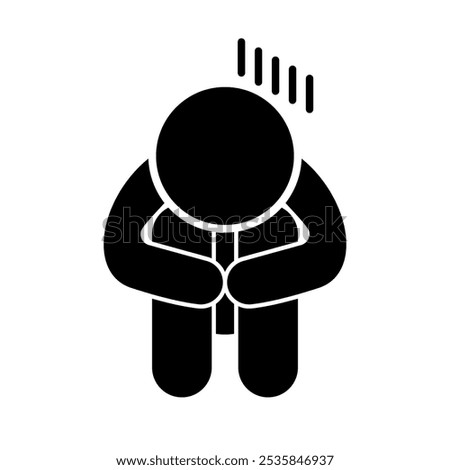 Sitting depressed person silhouette. Vector.