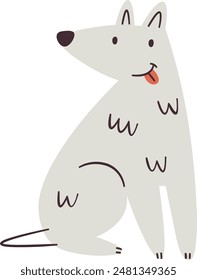 Ilustración vectorial de Doodle de Perro Sentado
