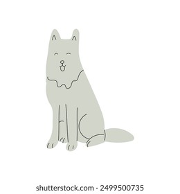 sitting dog drawing vector illustration isolated 