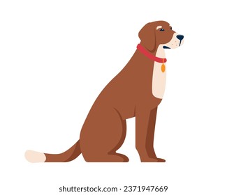 Sitting Dog icon. Brown dog with collar. Happy funny pet animal. Vector illustration isolated on white background.