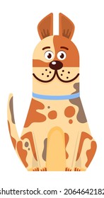 Sitting dog icon. Front view. Happy cartoon character