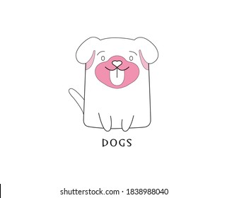 sitting dog line art monoline creative icon logo vector template illustration