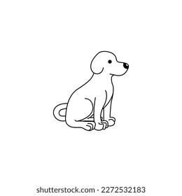 Sitting dog linear drawing