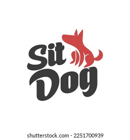 sitting dog logo vector illustration