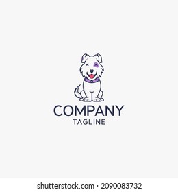 sitting dog logo white combination purple line