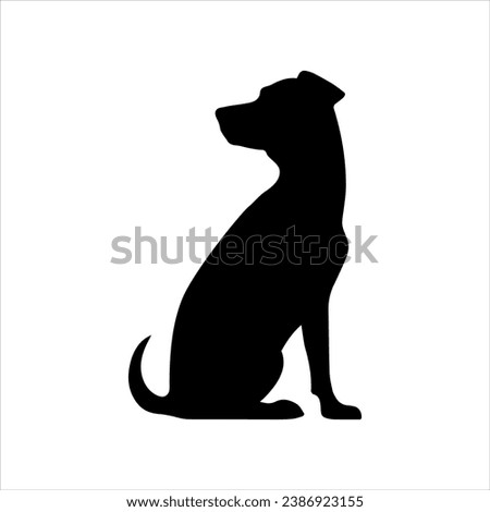 Sitting dog looking backward silhouette vector icon