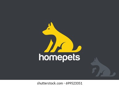 Sitting Dog silhouette abstract Logo design vector template.
Veterinary home pets clinic shop Logotype concept icon.