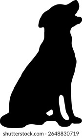 Sitting Dog Silhouette Vector Black Pet Clipart on White Background
