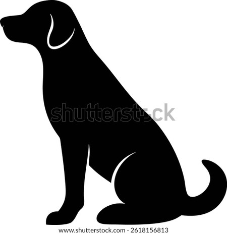 Sitting Dog Silhouette Vector - Elegant Pet Outline for Animal and Design Themes.
