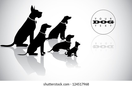 Sitting Dog Silhouettes Background Layout Design