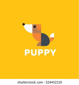 Sitting dog in style modern illustration art