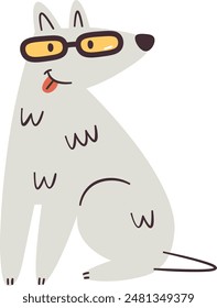 Sitting Dog With Sunglasses Vector Illustration